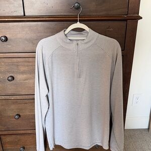 Peter Millar Light Gray Quarter Zip Pullover-Size L